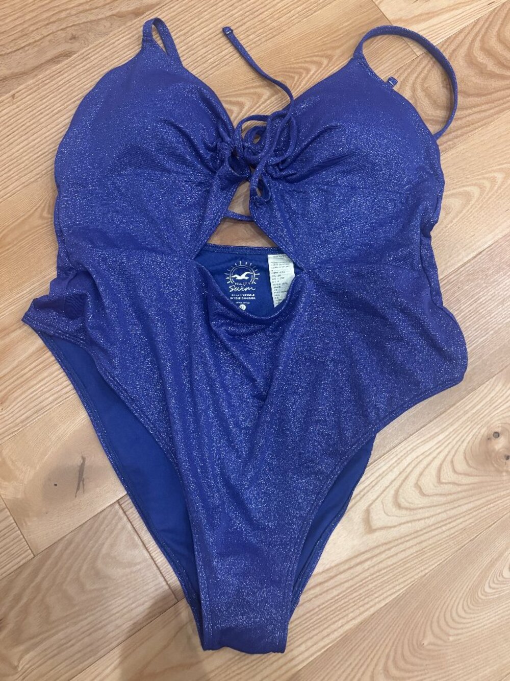 Hollister Swim Blue Glitter One Piece XL